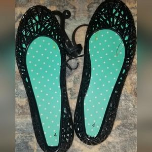 NWT Black slip on "jellies"